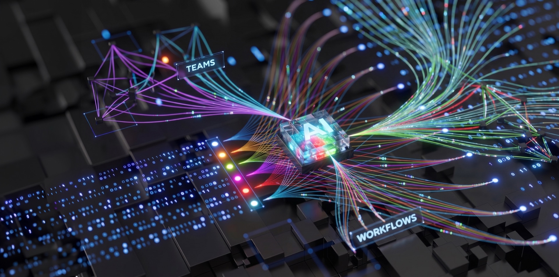 AI hub connecting teams, workflows, and existing systems