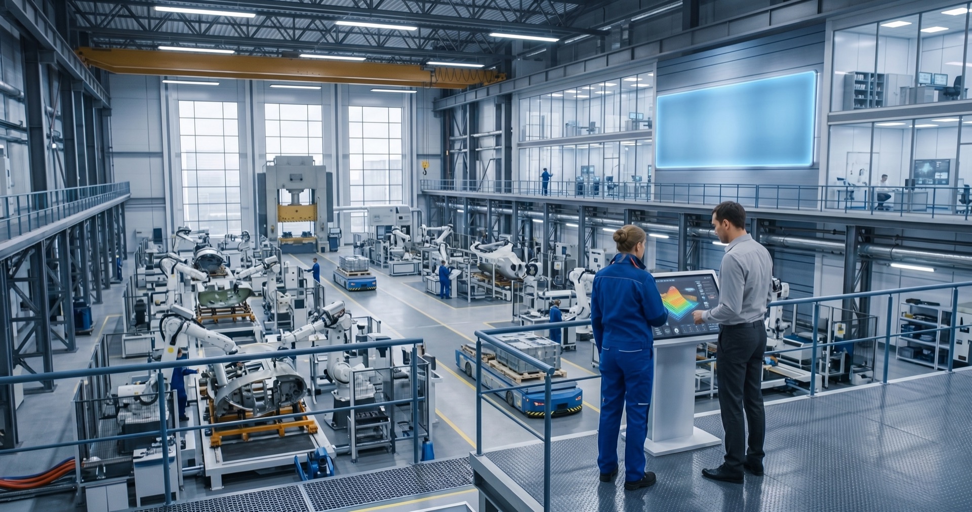 Modern manufacturing floor with connected production equipment